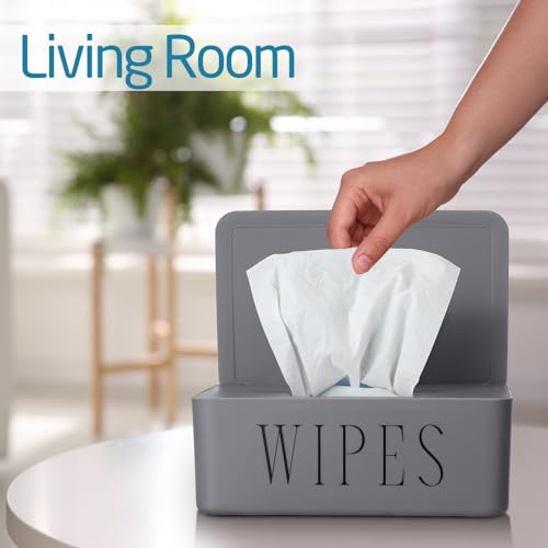 3 Pack Baby Wipes Dispenser Holder Wipe Container for Bathroom with Lid Toilet Tissue Paper Storage Refillable Box for Home Office Cars(Small,Black, White, Gray)