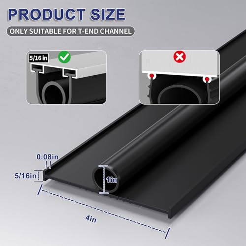 Garage Door Bottom Seal, 5/16" T-End, 4" Wide Weather Stripping, 10 ft | Helps block drafts, dust, leaves and rain; includes 2 end plugs