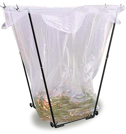 Artigarden Garden Trash Bag Holder - Outdoor Leaf Bag Support Stand Multi-Use Metal Garbage Bag Holder Frame Holds 30-45 Gallons Bag for Camping Leaves Gardening Parties Yard Weeding (Black)