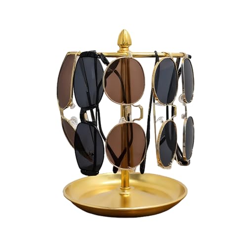 Sunglasses Organizer, Glasses Display Stand for 12 Pairs, Base Storage for Jewelry (Metal+Gold)