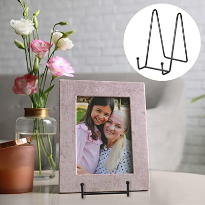 20 Pack Plate Stands for Display, 10 Pcs 4 Inch Metal Frame Plate Holder Display Stand and 10 Pcs 6 Inch Easel Rack for Pictures Photo Decorative Dish Collectibles Tabletop Art(Black)