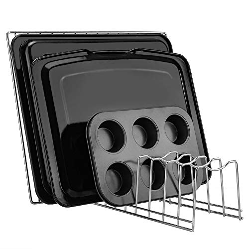 Pot Lid Organizer, Kitchen Pot Lid Rack Holder, Rest Cutting Board, Baking Sheet, Stainless Steel (Silver, 1)
