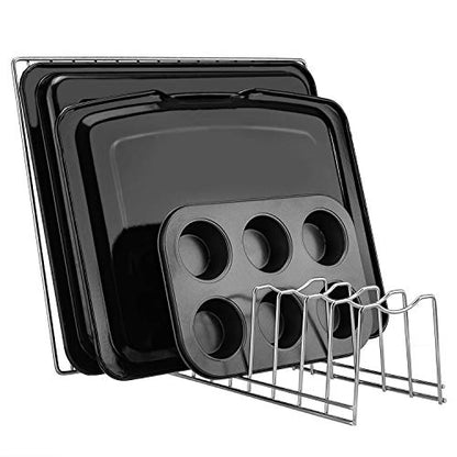 Pot Lid Organizer, Kitchen Pot Lid Rack Holder, Rest Cutting Board, Baking Sheet, Stainless Steel (Silver, 1)