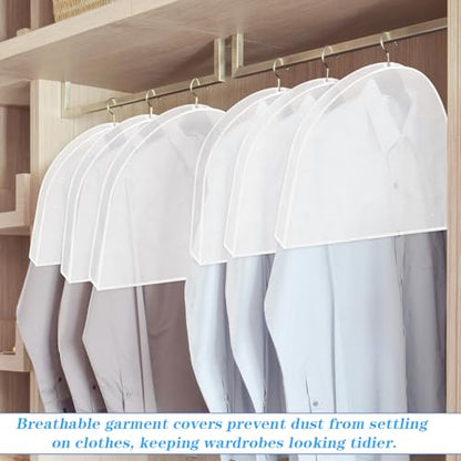 Shoulder Covers for Hanging Clothes, 15 Pack Clear Shoulder Cover Breathable Garment Dust Covers Protectors 2" Gusset for Suit, Coats, Jackets, Dress, Closet Storage, 24'' x 12" x 2"