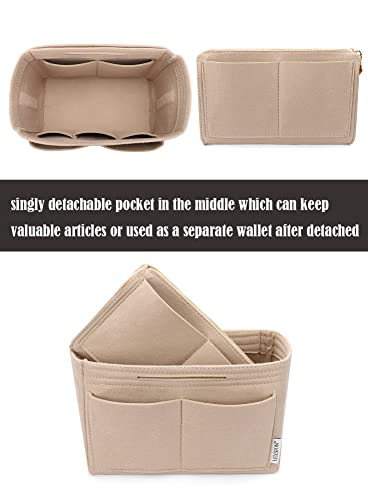 LEXSION Felt Purse Organizer Insert, Tote Bag Shaper Dividers with 5 Sizes | LEXSION Felt Purse Bag Organizer Insert with zipper Bag Tote Shaper Fit Speedy Neverful PM MM