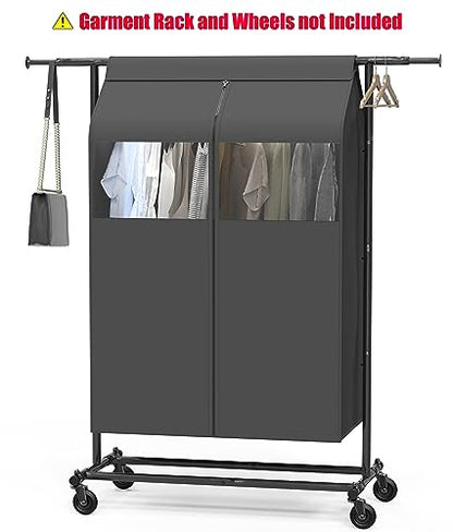 Simple Houseware 30"W x 54"H Garment Cover with Bottom Seal & Clear Window | for Clothes Rack/Closet/Hanging Clothes, Dark Gray