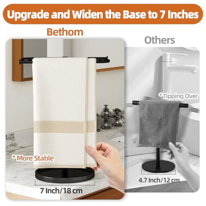Hand Towel Holder Stand for Bathroom Countertop,S-Shape Bar,Black | Stainless Steel Hand Towel Racks Standing Holds 2 Towels for Kitchen