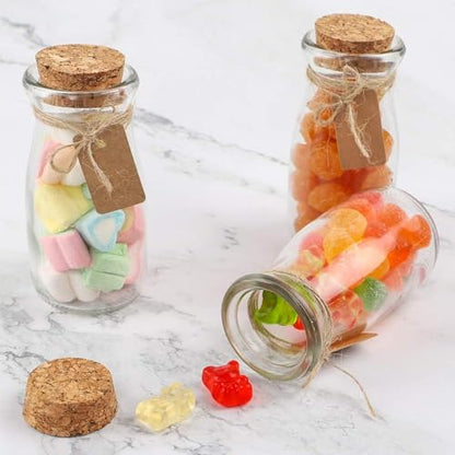 CUCUMI 12pcs 3.4oz Small Glass Jars with Cork Lids Mini Storage Bottles