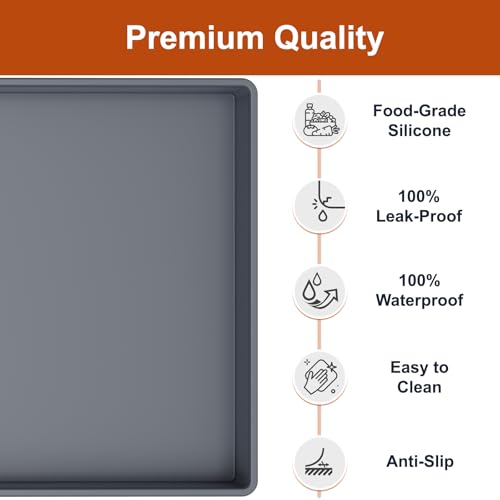 ukeetap 19" x 25" Extra Thick Silicone Mat Waterproof with Raised Edge, Under Sink Mat for Kitchen & Bathroom, Kitchen Cabinet Liner, Multi-Purpose for Storage & Protection, Gray