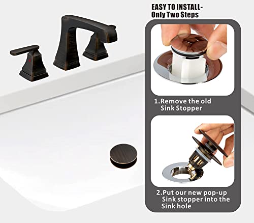 Universal Bathroom Sink Drain Stopper, Fits Most Pop-Up Drains for Vessel Sink Lavatory Vanity, Sink Drain Strainer with Detachable Hair Catcher, Tested by Plumber in US (Oil Rubbed Bronze)