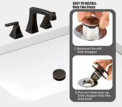 Universal Bathroom Sink Drain Stopper, Fits Most Pop-Up Drains for Vessel Sink Lavatory Vanity, Sink Drain Strainer with Detachable Hair Catcher, Tested by Plumber in US (Oil Rubbed Bronze)