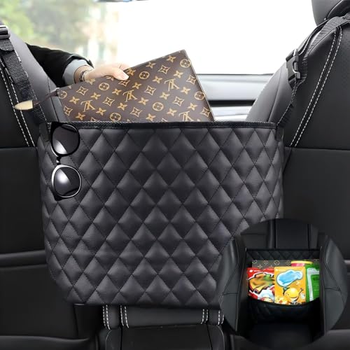 Car Net Pocket Handbag Holder，Purse Holder for Bet... (Black | PU Sponge)