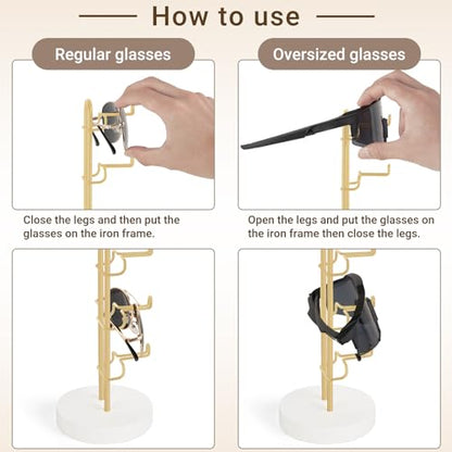 Mkono Sunglass Holder Organizer, Metal Glasses Stand Display Storage 1 Pack | Space-Saving, Holds 5 Eyewear Pairs, Easy Access, Easy to Assemble, for Table Desk Countertop Dresser Bedroom Room Decor