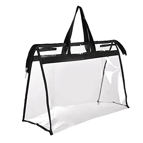 Large Zippered Clear Dust Cover Organizer Bag Beach Tote Grocery Storage Handbag Purse