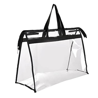 Large Zippered Clear Dust Cover Organizer Bag Beach Tote Grocery Storage Handbag Purse