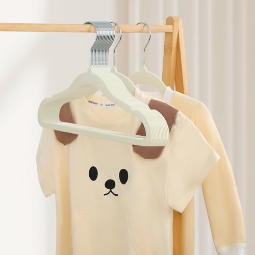 GoodtoU Velvet Baby Clothes Hangers 50 Pack 11.8 Inch Beige | Non-slip notched shoulder,anti-mark solid structure, space-saving design for baby, toddler, kids & children