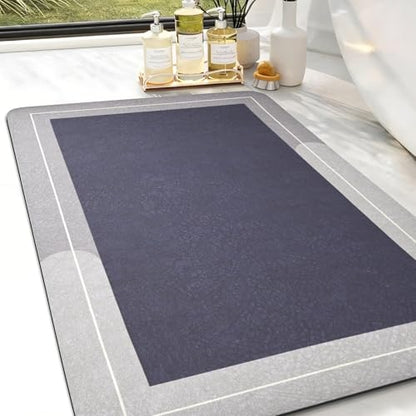Mordem Diatomaceous Earth Bath Mat Super Absorbent Quick Dry Bath Mat, Bathroom Rugs Non Slip Washable, Thin Grey Bathroom Floor Mats-Shower Rug for in Front of Bathtub Shower, Easy Care, 15.7"x23.6"