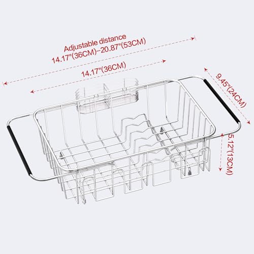 Small Dish Drying Rack in Sink, Extendable Stainle... (Stainless Steel)