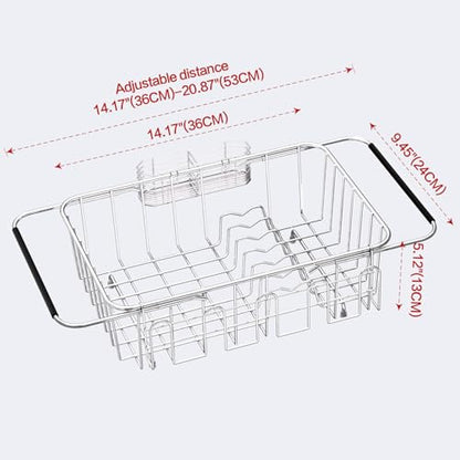 Small Dish Drying Rack in Sink, Extendable Stainle... (Stainless Steel)