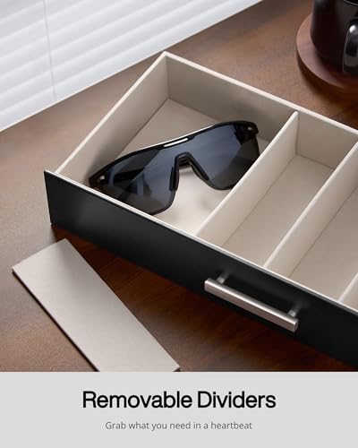 ProCase Sunglasses Organizer Box with Clear Glass Lid, PU Leather Eyeglass Storage Display Case for Men and Women