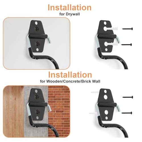 16 Pack Metal Broom Hooks, Heavy Duty Garage Holder Wall Mount, S Type Anti-Slip Mop Rack, Cleaning Tools Holder Storage Organizer Hanger for Shovel Rakes Shed Garden Lawn Yard