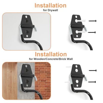 16 Pack Metal Broom Hooks, Heavy Duty Garage Holder Wall Mount, S Type Anti-Slip Mop Rack, Cleaning Tools Holder Storage Organizer Hanger for Shovel Rakes Shed Garden Lawn Yard