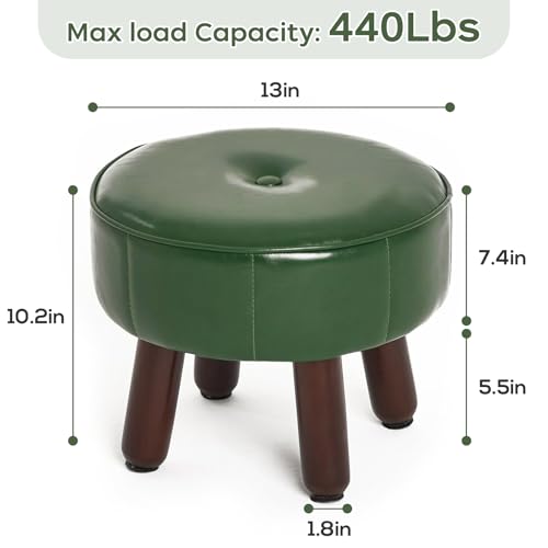 13in Small Foot Stool Ottoman, Faux Leather Foot Rest for Couch