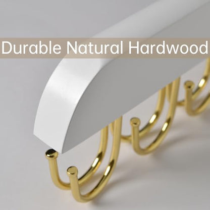 2 Pack White Wooden Bra Hanger Space Saving Closet Organizer for Tank Top | Multi golden hooks hold belts, caps,camis, swimwear, hats, ties,scarves and lingerie neatly 360° rotating non-Slip