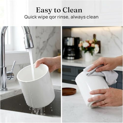 Ceramic Rotating Utensil Holder for Countertop Kitchen Organizer White | 7.2'' 360° Stable Large Utensil Crock Cooking Utensils for Kitchen Counter, No-Slip, Modern Farmhouse Decor, Christmas Gift