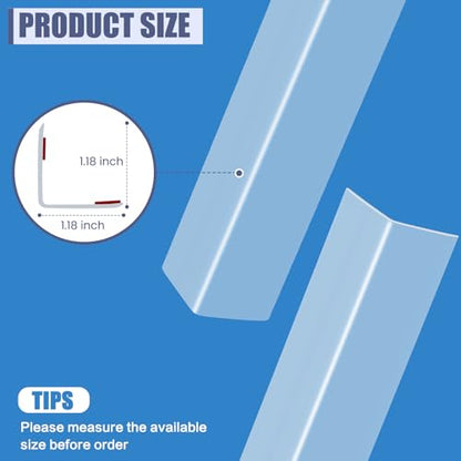 2PCS Clear Self-Adhesive Wall Corner Protectors，Corner Guards & Edge Protector for Wall Door Frame Cabinet Baseboard & Door, Table, Stair (31.5" X 1.18")
