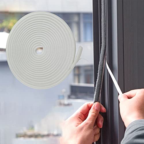 Bruiefpap 39.4FT Weather Stripping for Doors and Windows, Self-Adhesive Soundproofing Door Seal, Door Insulation for Sliding, Exterior, Frames and Front, 0.35'' Wide x 0.2'' Thick, White