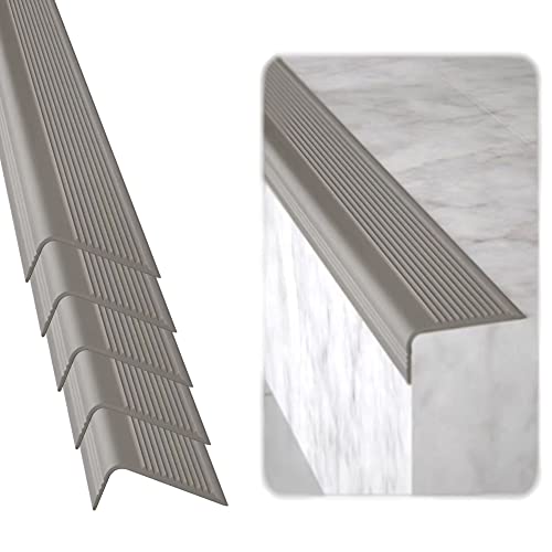 Rubber Bond Stair Edge Protector (Pack of 5) 36x2x1 inch Anti-Slip Stair Corner Trim Rubber Strips - Waterproof Self-Adhesive Staircases for Outdoor & Indoor Uses | Protect Kids & Pets - Grey