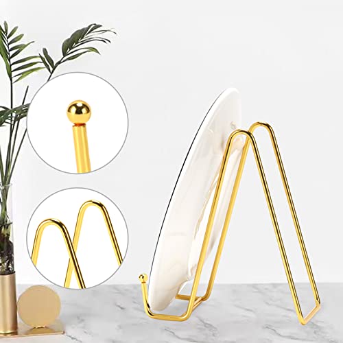 6 Inch Plate Stands for Display, 5 Pack Plate Hold... (Gold | Metal)