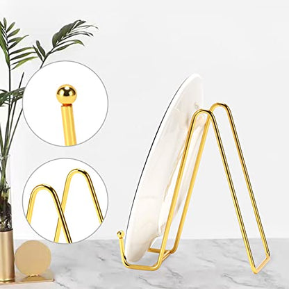 6 Inch Plate Stands for Display, 5 Pack Plate Hold... (Gold | Metal)