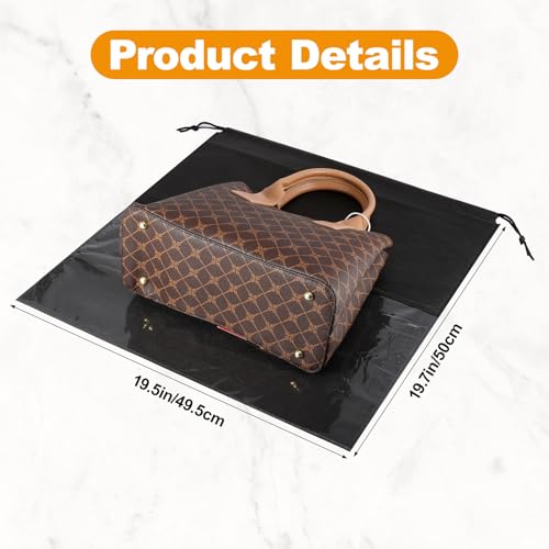 12 PCS Dustproof Drawstring Bags,Breathable Non-Woven Fabric Drawstring Dust Covers,Storage Bags Dust Bag for Handbags Shoes Purses,Black | Breathable Non-Woven Fabric Drawstring Dust Covers for Handbags Shoes Purses