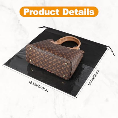 12 PCS Dustproof Drawstring Bags,Breathable Non-Woven Fabric Drawstring Dust Covers,Storage Bags Dust Bag for Handbags Shoes Purses,Black | Breathable Non-Woven Fabric Drawstring Dust Covers for Handbags Shoes Purses