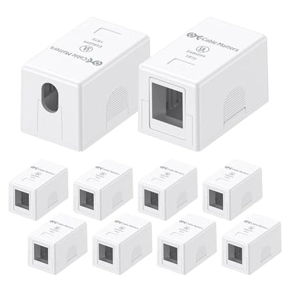[UL Listed] Cable Matters 10-Pack 1-Port Keystone Surface Mount Box, White | Keystone Jack Surface Mount Box