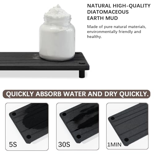 Quick Dry Sink Caddy Kitchen Sink Organizer, Water Absorbing Stone Tray for Sink, Stone Drying Tray, Diatomite Faucet Mat & Protector, Dispenser Sponge Holder, Stone Soap Tray for Bathroom Counter