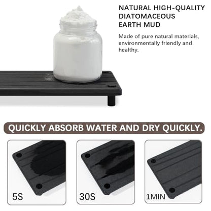 Quick Dry Sink Caddy Kitchen Sink Organizer, Water Absorbing Stone Tray for Sink, Stone Drying Tray, Diatomite Faucet Mat & Protector, Dispenser Sponge Holder, Stone Soap Tray for Bathroom Counter