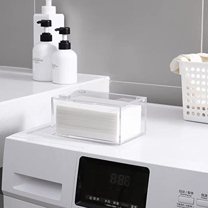 Acrylic Dryer Sheet Holder, Dryer Sheet Dispenser with Lid, Clear | Laundry Room Storage Organizer for Fabric Softener Sheets, Transparent Acrylic Container Box with Anti Scratch Film
