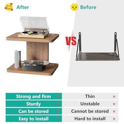 WALI Floating TV Shelf, 2 Tier Projector Shelf for DVD Players, Routers, Game Consoles, Cable Boxes, Living Room Decor Accessories, Wall Mount Shelves Holds Up to 22lbs (CS202N), 2-Shelf, Walnut Brown