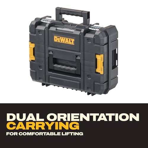 DEWALT Tool Box TSTAK II, 13 In. Flat Top Tool Storage Case, Stackable Organizer Hard Case Portable Toolbox, Heavy Duty, Holds Up To 66 lbs (DWST17807)