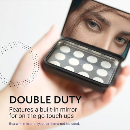 IMPRESA Zit Patches Storage Case - Matte Black Metal - Compact Organizer With Built-In Mirror - Travel-Friendly 2-Pack