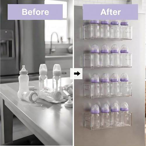 4Pack Clear Magnetic Baby Bottle Organizer for Ref... (4 Count | Clear | Clear)