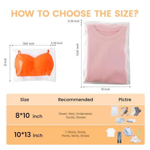 50 Pack Swimsuit Organizer Bags, 8x10 Inch Clear Zipper Storage Bags | Bathing Suit Storage with Vent Holes for Travel - Waterproof Reusable Plastic Bags for Clothes, Underwear, Socks Packing