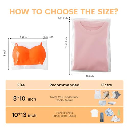50 Pack Swimsuit Organizer Bags, 8x10 Inch Clear Zipper Storage Bags | Bathing Suit Storage with Vent Holes for Travel - Waterproof Reusable Plastic Bags for Clothes, Underwear, Socks Packing