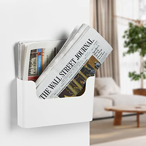 YOHOM No Drilling File Holder Wall Mails Magazines Organizer Adhesive Door Mount, Single Pocket(WHITE, 1 PCS)