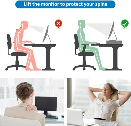 gianotter 2-Tier Metal Monitor Stand Riser | Desk Organizers and Accessories, Desk Organizer for Monitor, Office Desk Storage Organizer for Office Supplies (Blue)