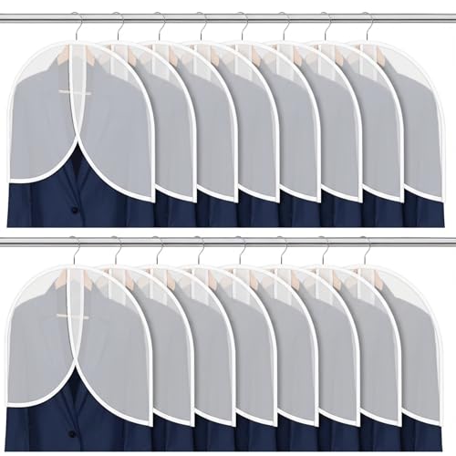 25 Pcs Shoulder Covers for Hanging Clothes, 24 x 17 Inch Plastic Garment Cover Clear Dust Clothes Hanger Covers for Coats, Dress, Suit, Sweater, Jackets