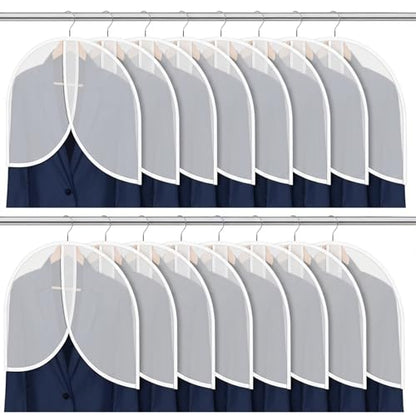 25 Pcs Shoulder Covers for Hanging Clothes, 24 x 17 Inch Plastic Garment Cover Clear Dust Clothes Hanger Covers for Coats, Dress, Suit, Sweater, Jackets
